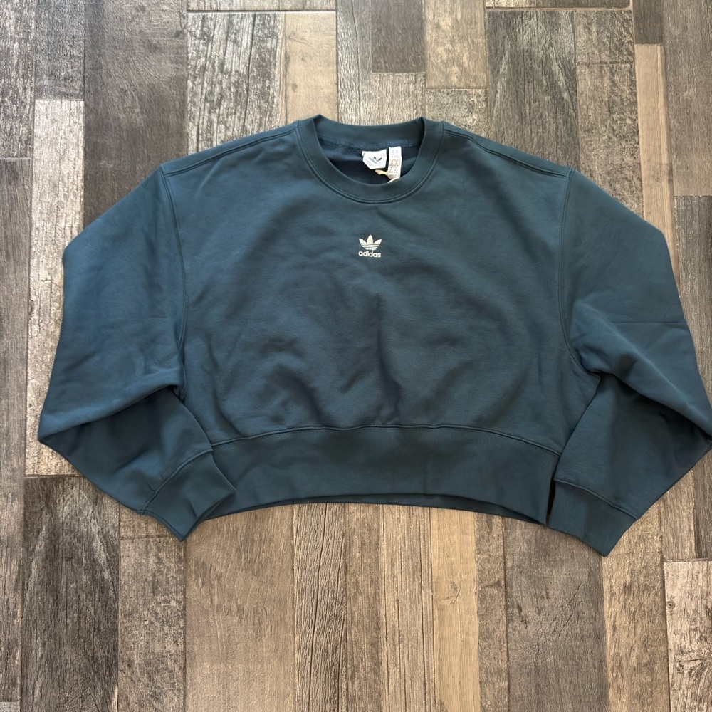 Adidas Teal Cropped Sweatshirt